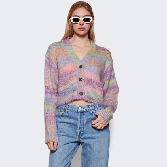 LAST 1!! 🚨🚨 Re/done 90s Crop Oversized Cardigan Purple Space Dye M - Picture 5 of 11